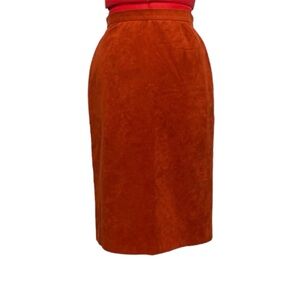 Vintage Adolph Schuman for Lilli Ann Brown Ultra Suede Midi Pencil Skirt.